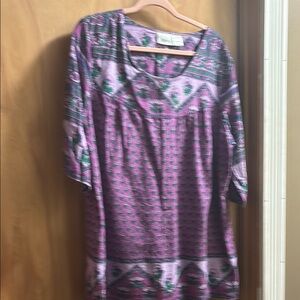 Vermont country store Purple and Green Patterned Tunic